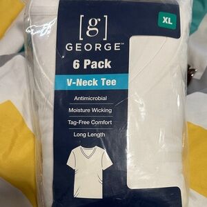 NWT Men’s George XL White V-Neck Tee 6 Pack
